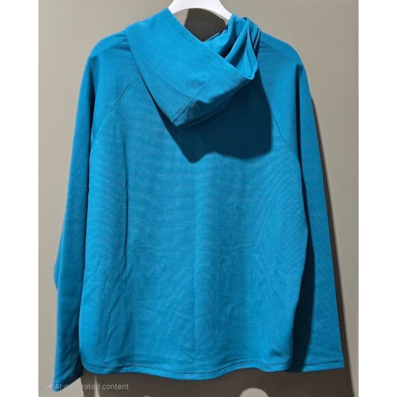 All In Motion Teal Blue LS Heavy Waffle Knit Hooded Sweatshirt -  Mens XXL 50/52 - Picture 3 of 7